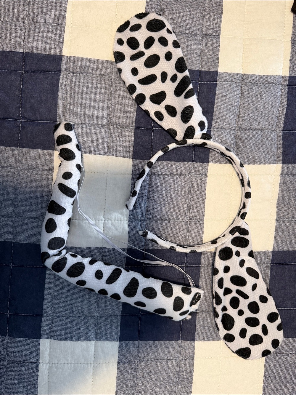 Black and White Dalmatian Spot Headband and Tail Set